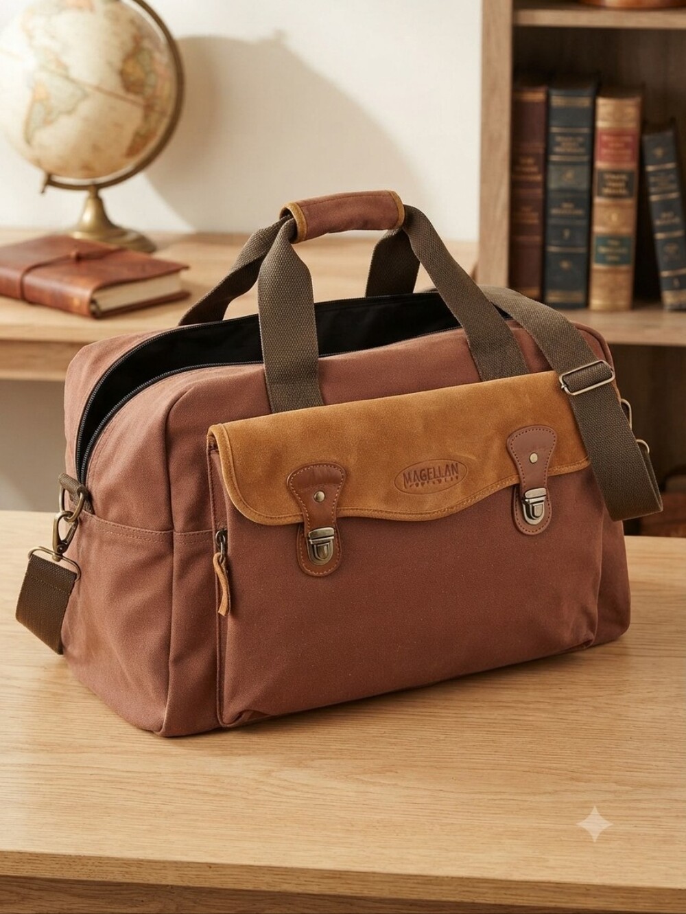 Magellan Sportswear Vintage Canvas & Suede Duffel Bag